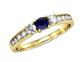 Złoty pierścionek ze spinelem i diamentami - p15204zsp - 1