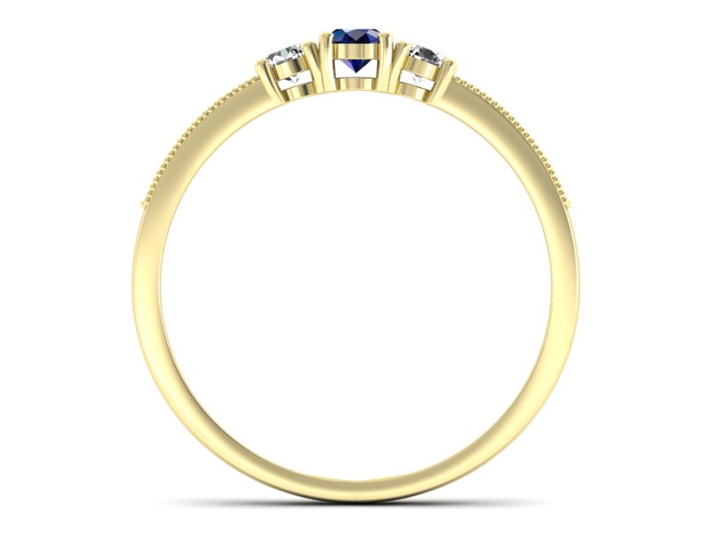 Pierścionek z szafirem i brylantami żółte złoto - p15204zsz — zdjęcie 2