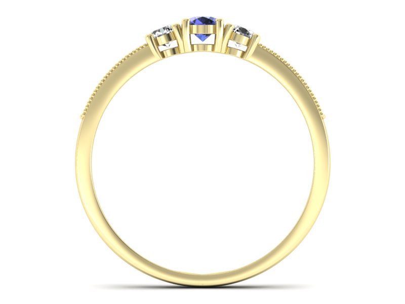 Pierścionek z tanzanitem i brylantami żółte złoto - p15204zt — zdjęcie 2