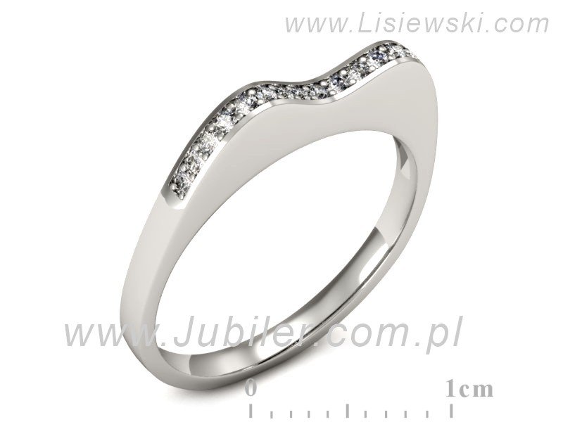 Złoty pierścionek z brylantami białe złoto - P15206b — zdjęcie 3