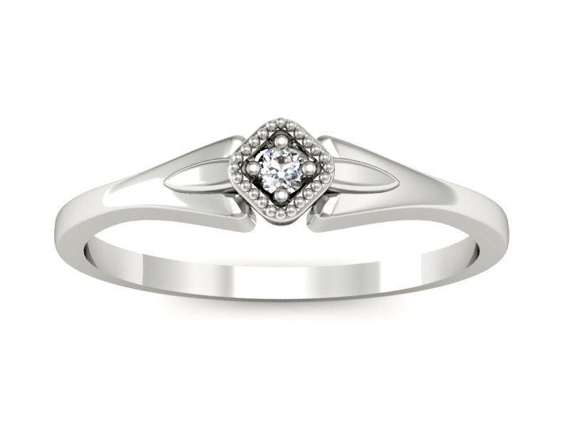 Złoty pierścionek z brylantem białe złoto - P15207b — zdjęcie 3