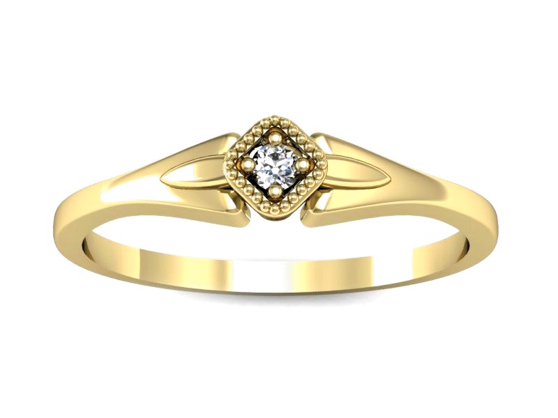 Złoty pierścionek z brylantem żółte złoto - P15207z — zdjęcie 3