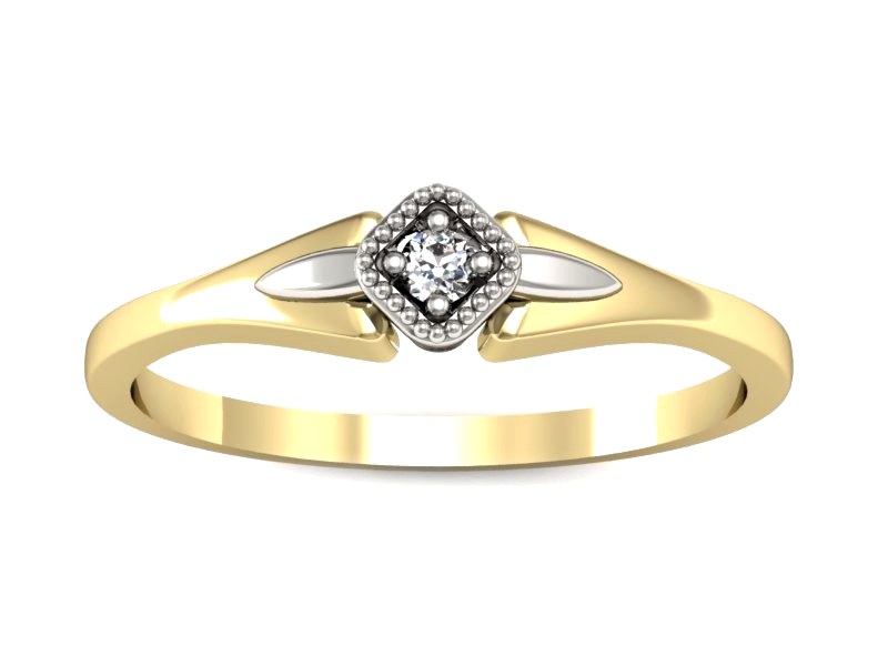 Pierścionek z diamentem żółte i białe złoto - P15207zb — zdjęcie 3