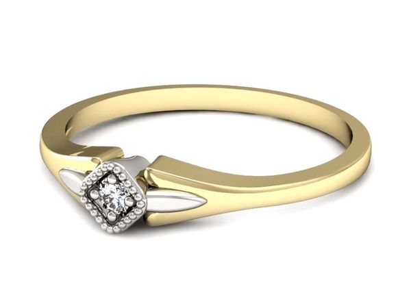Pierścionek z diamentem żółte i białe złoto 585 - P15207zb