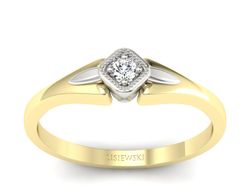 Pierścionek z diamentem żółte i białe złoto - P15207zb