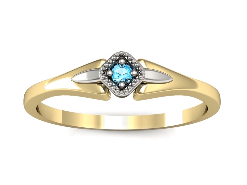 Pierścionek z topazem z żółtego i białego złota - P15207zba — zdjęcie 3