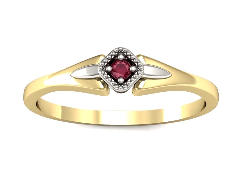 Pierścionek z rubinem z żółtego i białego złota - P15207zbr — zdjęcie 3