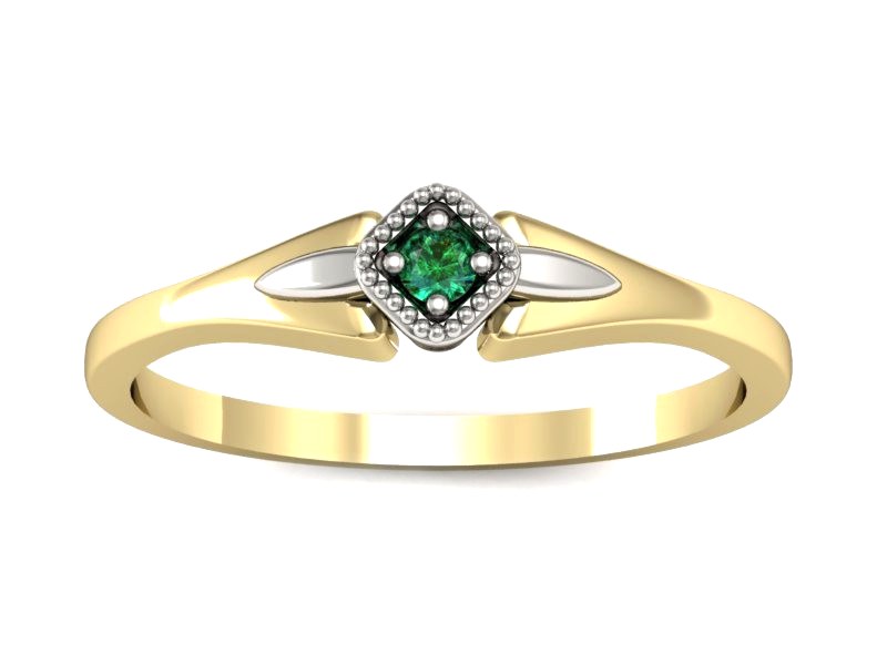Pierścionek ze szmaragdem żółte białe złoto - P15207zbsm — zdjęcie 3