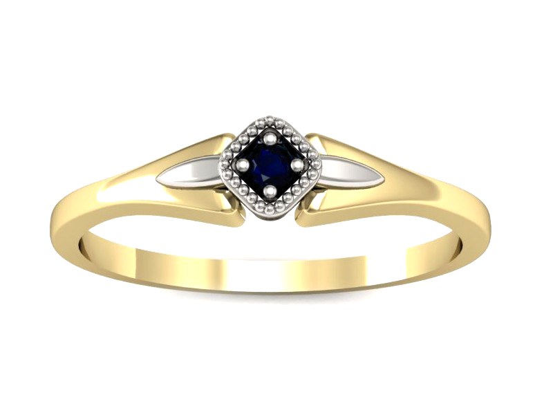 Pierścionek z szafirem żółte i białe złoto - P15207zbsz — zdjęcie 3