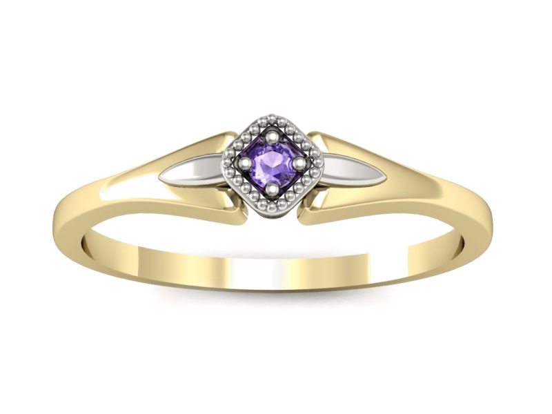 Pierścionek z tanzanitem żółte i białe złoto - P15207zbt — zdjęcie 3