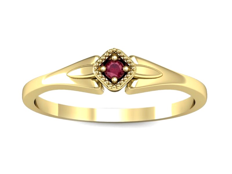 Złoty pierścionek z rubinem żółte złoto - P15207zr — zdjęcie 3