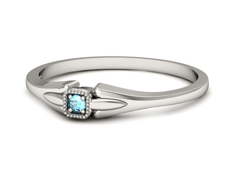 Złoty pierścionek z topazem białe złoto - P15208ba — zdjęcie 3
