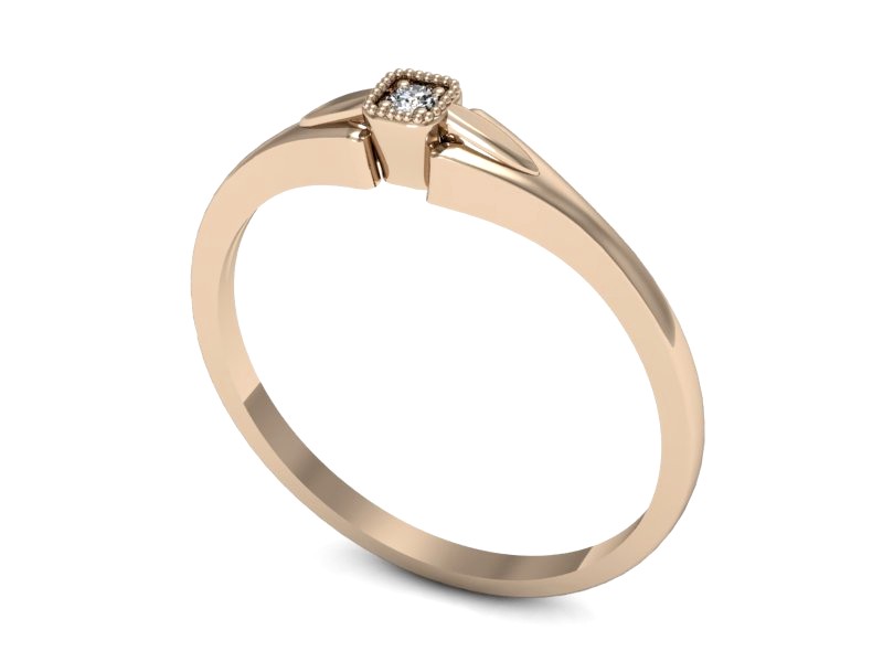 Złoty pierścionek z brylantem różowe złoto - P15208c — zdjęcie 3