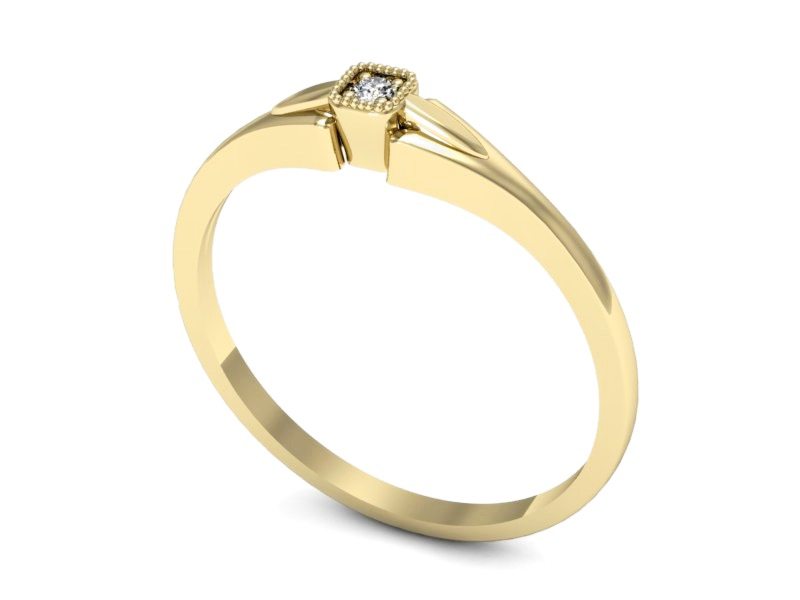 Złoty pierścionek z brylantem żółte złoto - P15208z — zdjęcie 3