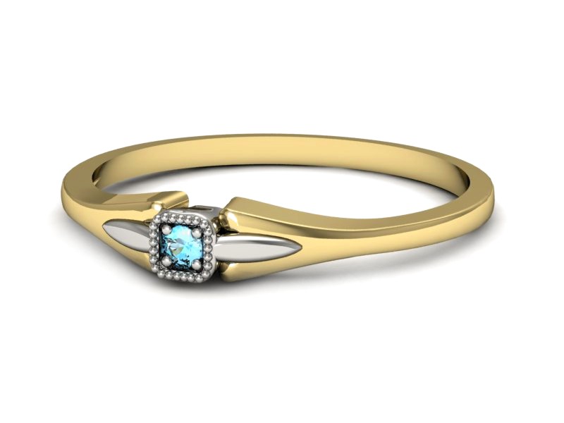 Pierścionek z topazem z żółtego i białego złota - P15208zba — zdjęcie 3