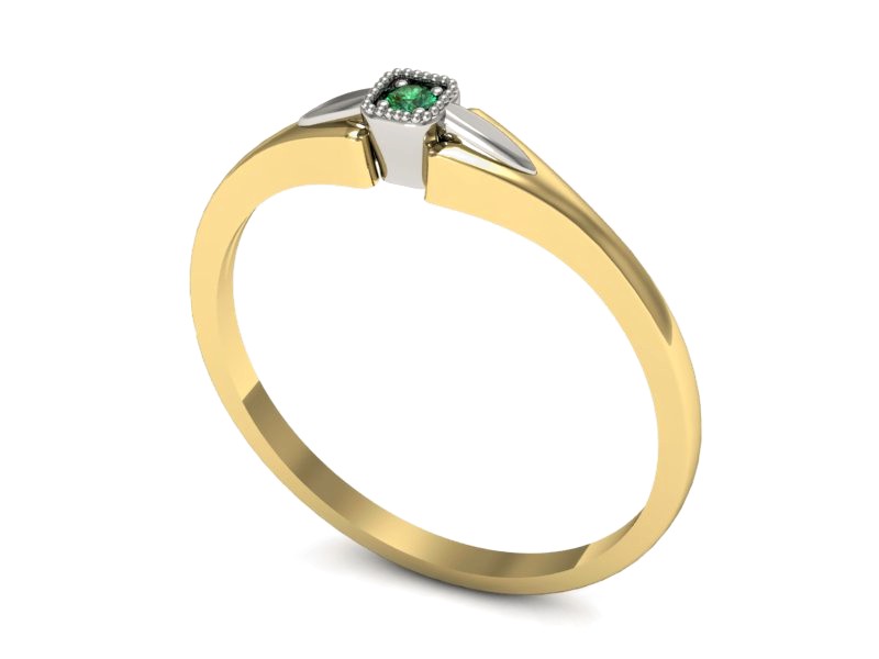 Pierścionek ze szmaragdem żółte białe złoto - P15208zbsm — zdjęcie 3