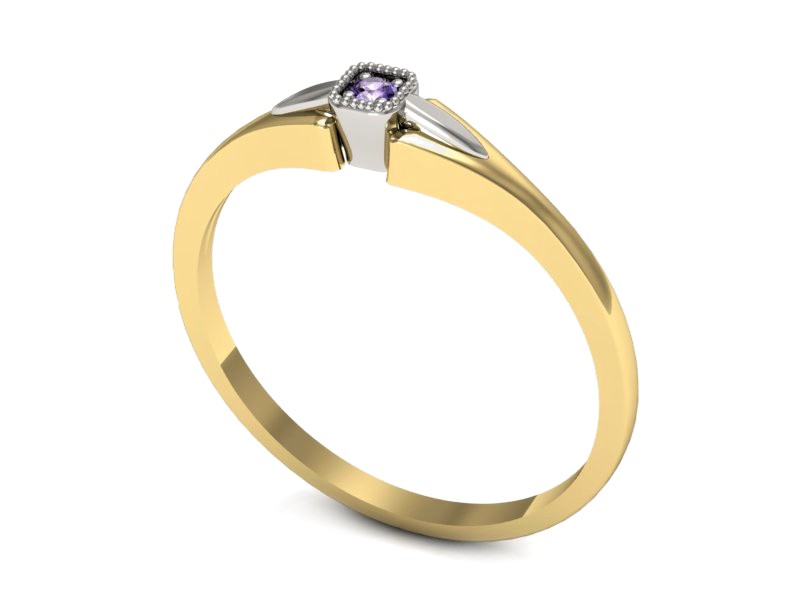 Pierścionek z tanzanitem żółte i białe złoto - P15208zbt — zdjęcie 3