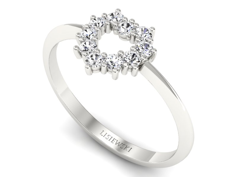 Złoty pierścionek z brylantami białe złoto - P15209b — zdjęcie 3