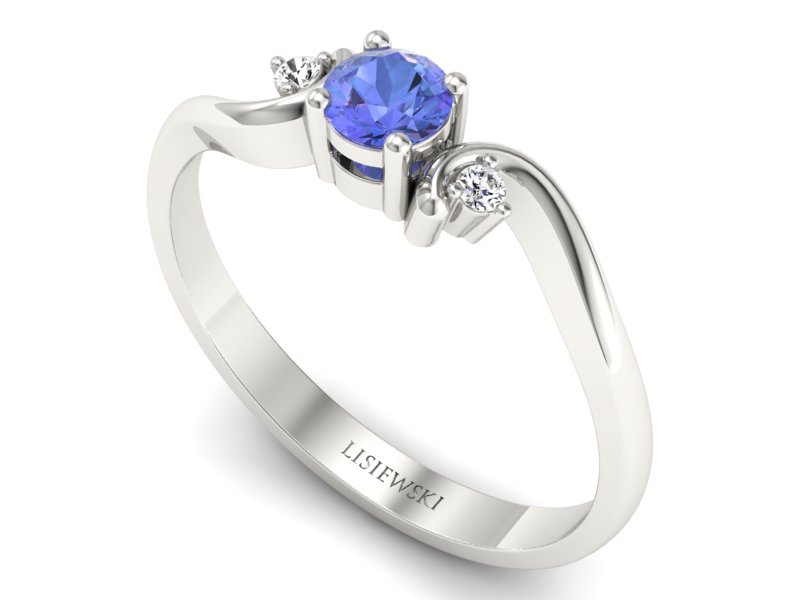 Pierścionek z tanzanitem białe złoto z brylantami - P15210bt — zdjęcie 3