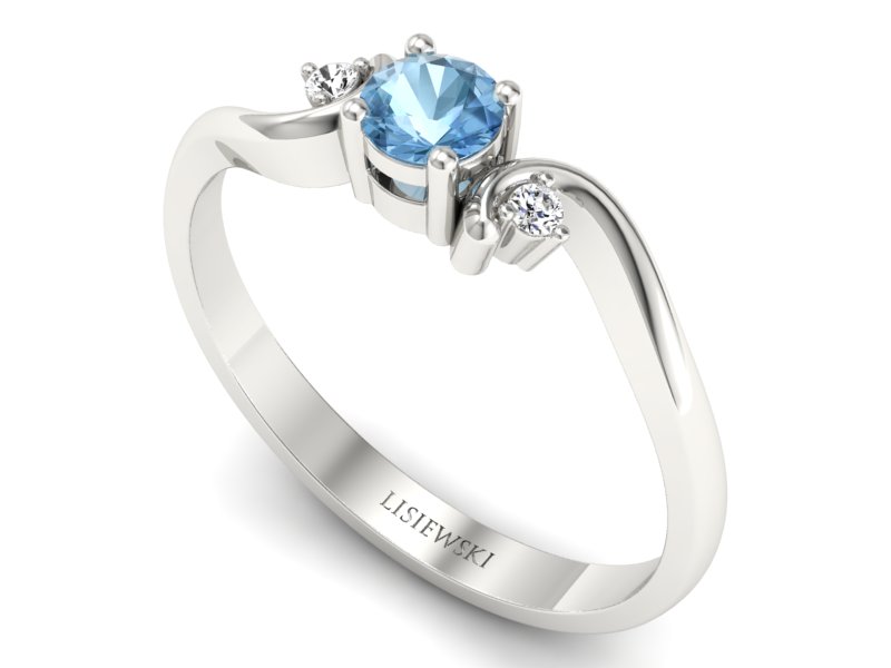 Pierścionek z topazem i brylantami białe złoto - P15210btp — zdjęcie 3