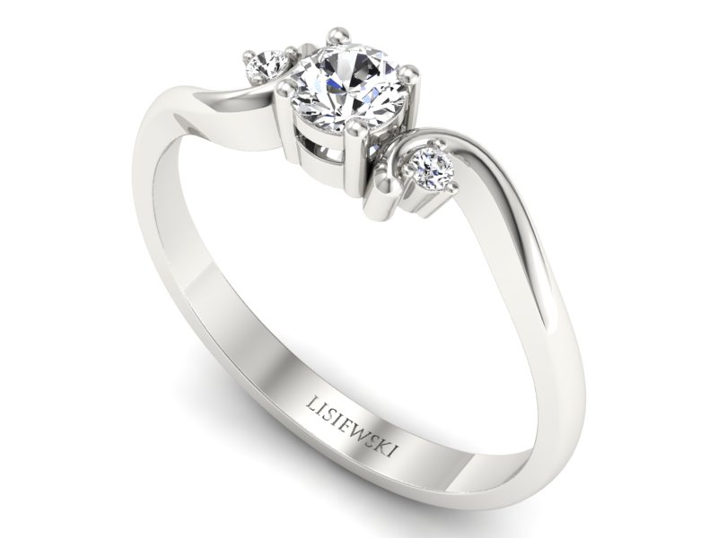 Złoty pierścionek z brylantami białe złoto - P15210bV — zdjęcie 3