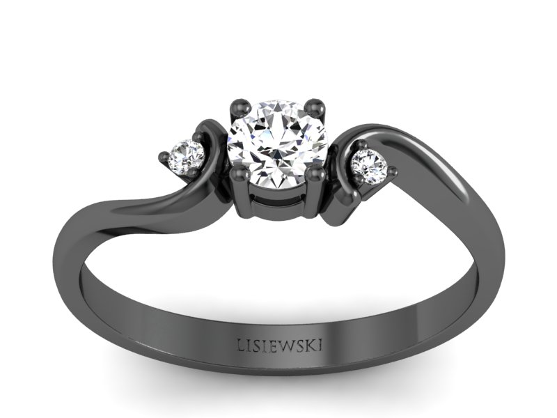 Złoty pierścionek z diamentami czarne złoto - p15210cz
