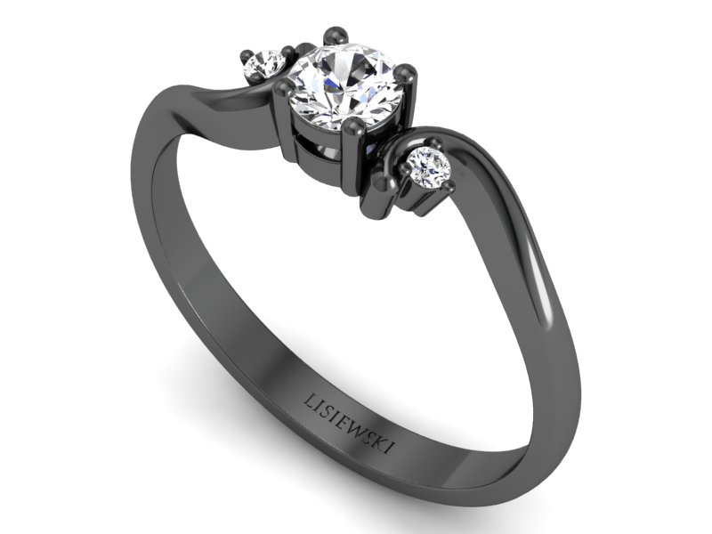 Złoty pierścionek z diamentami czarne złoto - p15210cz — zdjęcie 3