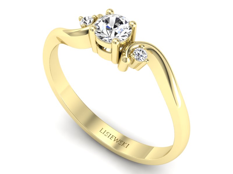 Złoty pierścionek z brylantami żółte złoto - P15210z — zdjęcie 3