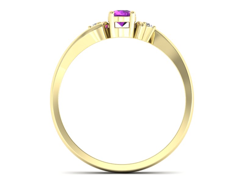 Pierścionek ametyst i brylanty żółte złoto - P15210zam — zdjęcie 2
