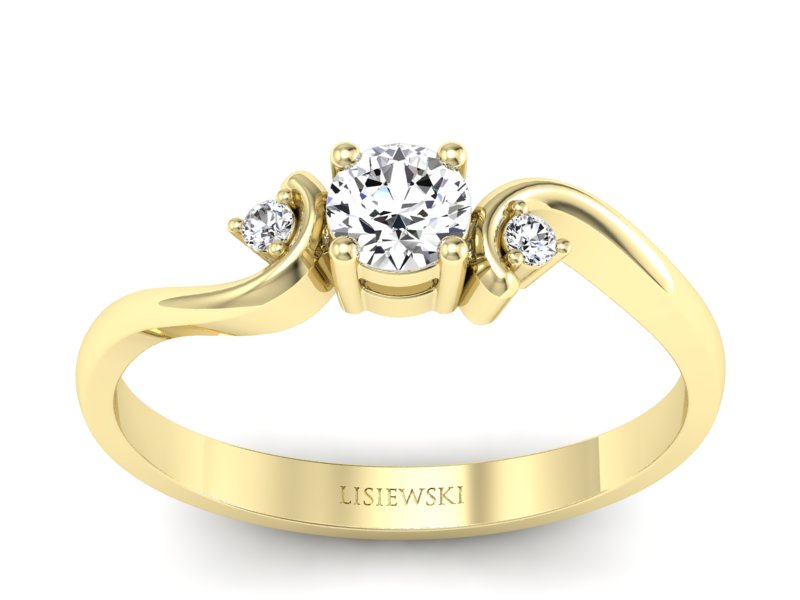 Złoty pierścionek z brylantami żółte złoto - P15210zP