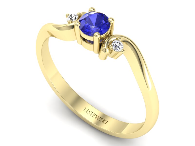 Pierścionek z szafirem i brylantami - P15210zszc — zdjęcie 3