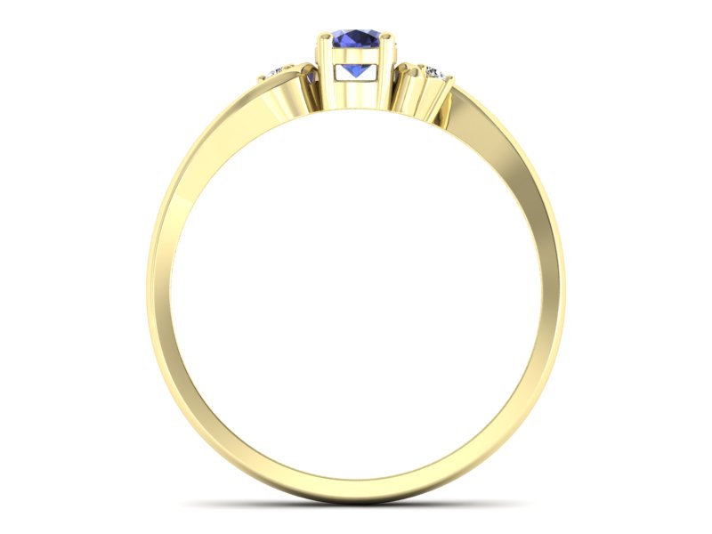 Pierścionek z tanzanitem i brylantami żółte złoto - P15210zt — zdjęcie 2