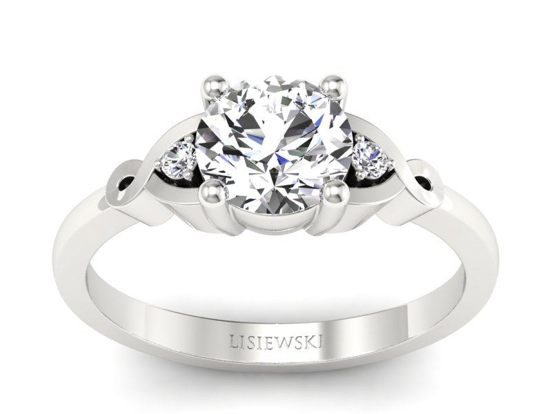 Złoty pierścionek z brylantami białe złoto - P15211b