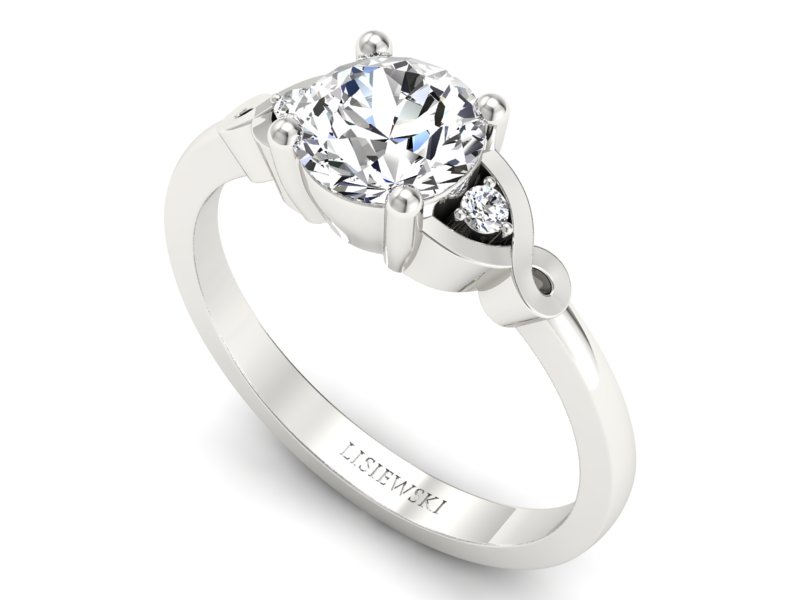 Złoty pierścionek z brylantami białe złoto - P15211b — zdjęcie 3