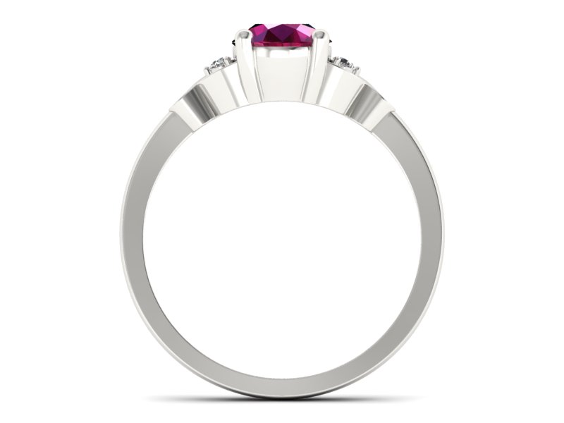 Pierścionek z rubinem i brylantami białe złoto - P15211br — zdjęcie 2