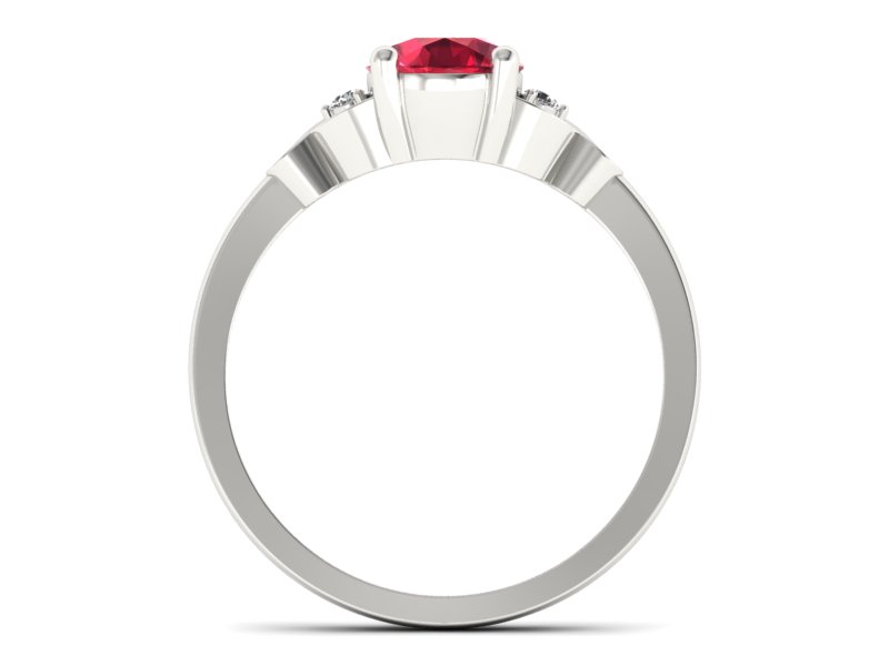 Pierścionek z rubinem i brylantami białe złoto - P15211br1 — zdjęcie 2