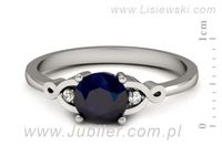 Pierścionek z szafirem białe złoto z brylantami gold 14k - P15211bsz- 2