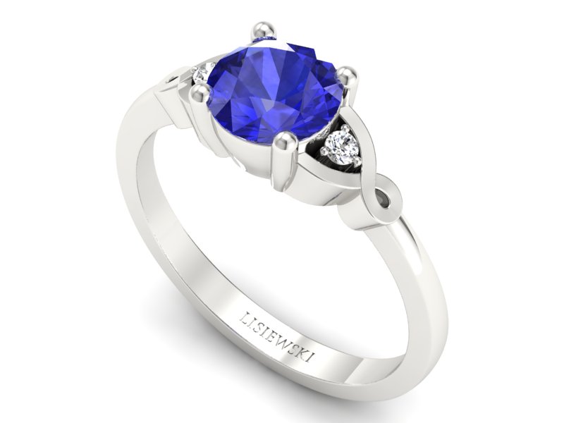 Pierścionek z szafirem z brylantami białe złoto - P15211bszc — zdjęcie 3
