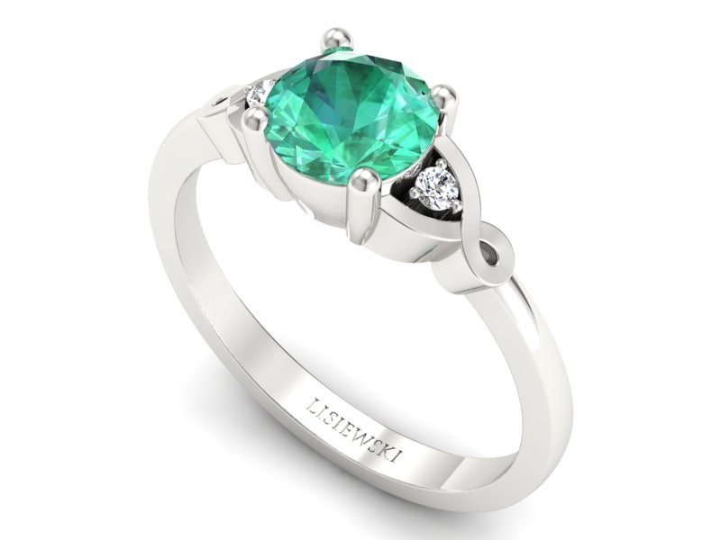 Złoty pierścionek ze szmaragdem i brylantami - P15211bszm — zdjęcie 3