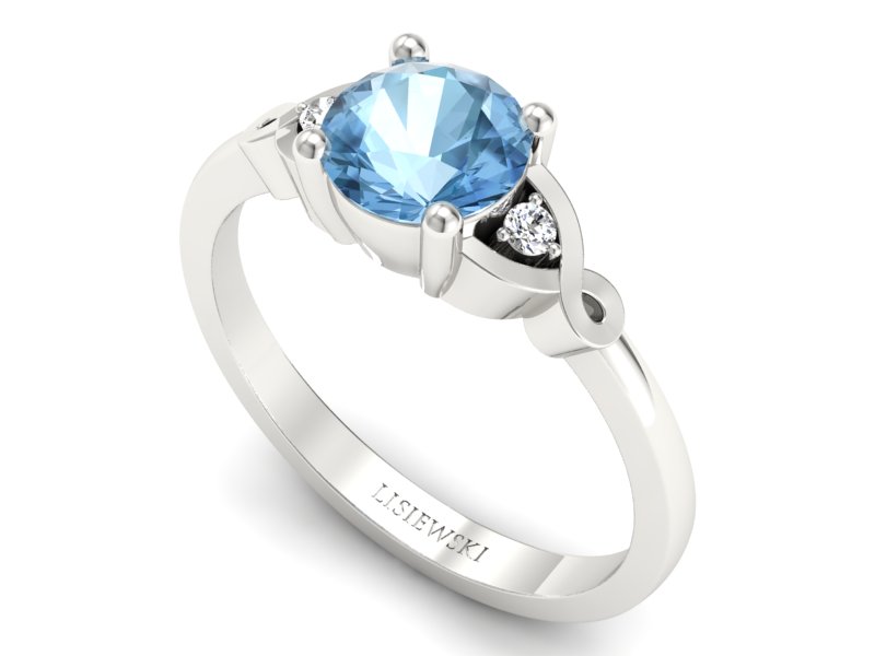 Pierścionek zaręczynowy z topazem i brylantami - P15211btp — zdjęcie 3