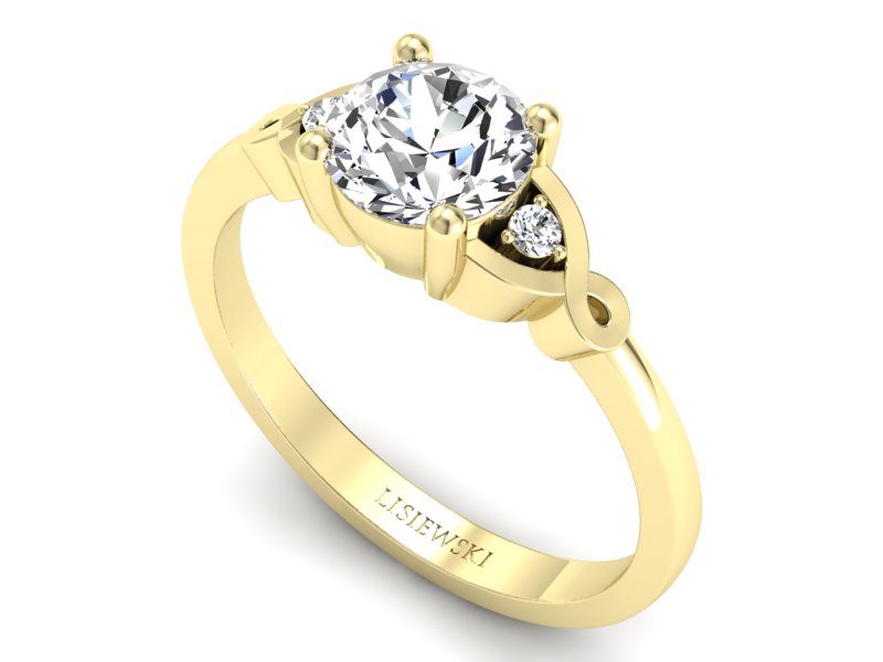 Złoty pierścionek z brylantami żółte złoto - P15211z — zdjęcie 3