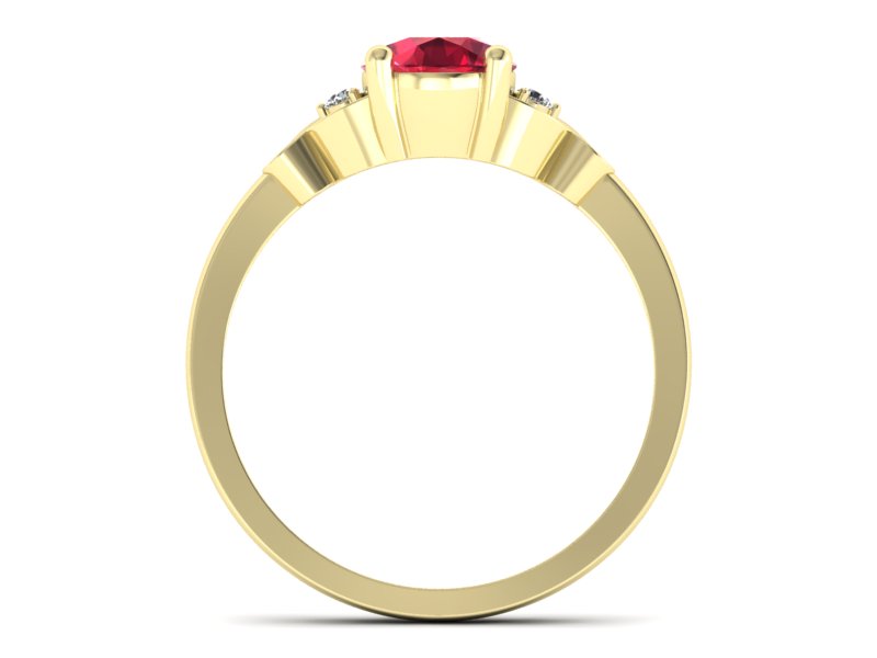 Pierścionek z rubinem i brylantami żółte złoto - P15211zr1 — zdjęcie 2