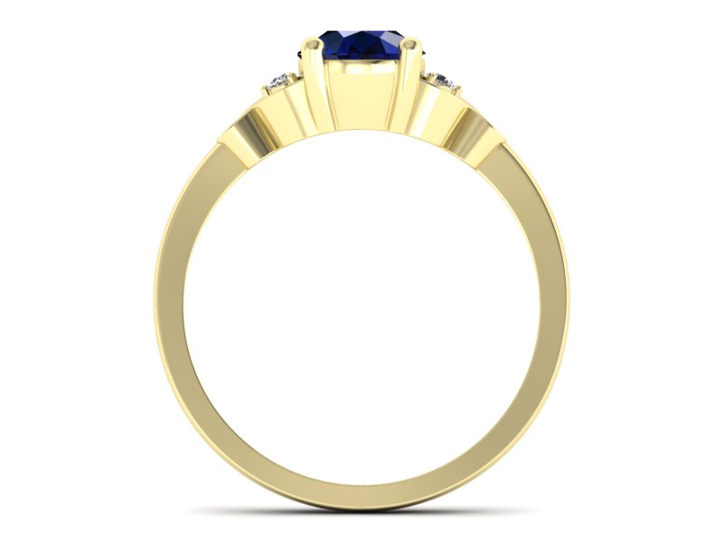 Pierścionek z szafirem i brylantami żółte złoto - P15211zsz — zdjęcie 2
