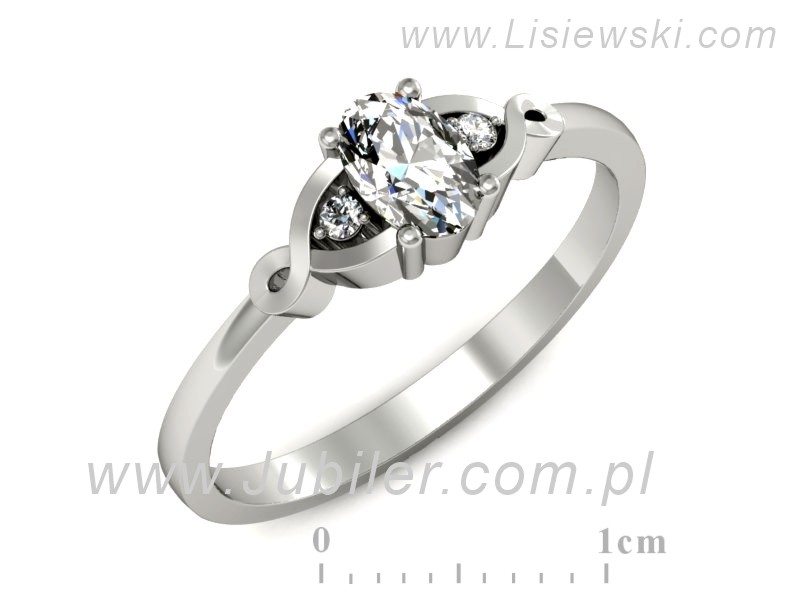 Złoty pierścionek z diamentami białe złoto - P15212b