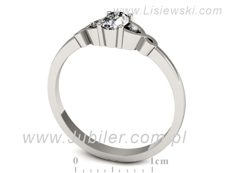 Złoty pierścionek z diamentami białe złoto - P15212b — zdjęcie 3