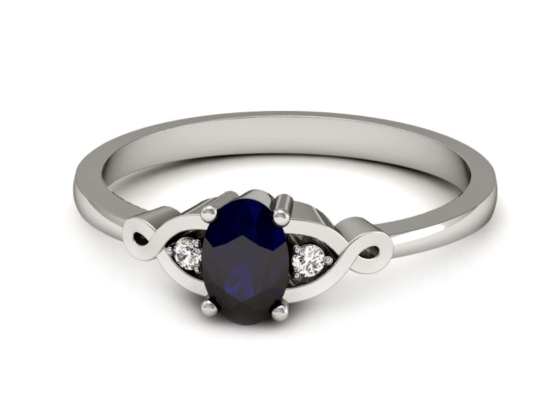 Pierścionek z szafirem i brylantami białe złoto - P15212bsz — zdjęcie 2