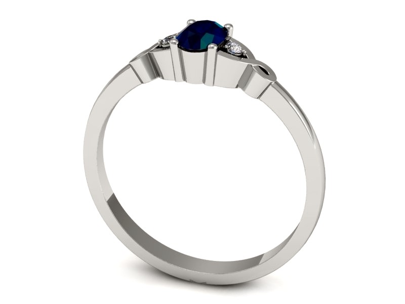 Pierścionek z szafirem i brylantami białe złoto - P15212bsz — zdjęcie 3