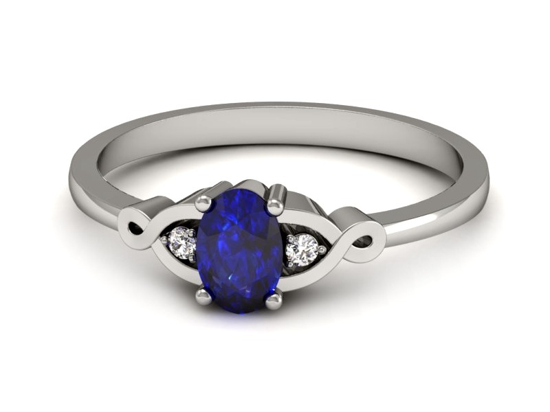 Pierścionek z szafirem z brylantami białe złoto - P15212bszc — zdjęcie 2
