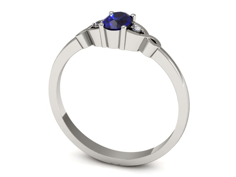 Pierścionek z szafirem z brylantami białe złoto - P15212bszc — zdjęcie 3