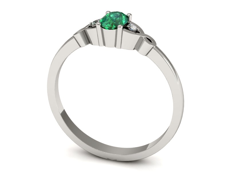 Złoty pierścionek ze szmaragdem i brylantami - P15212bszm — zdjęcie 3